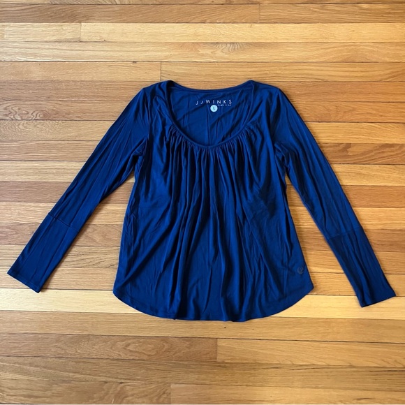 JJwinks Navy Blue Full Moon Long Sleeve w/ Built In Shelf Bra Brafree Large - Picture 6 of 11